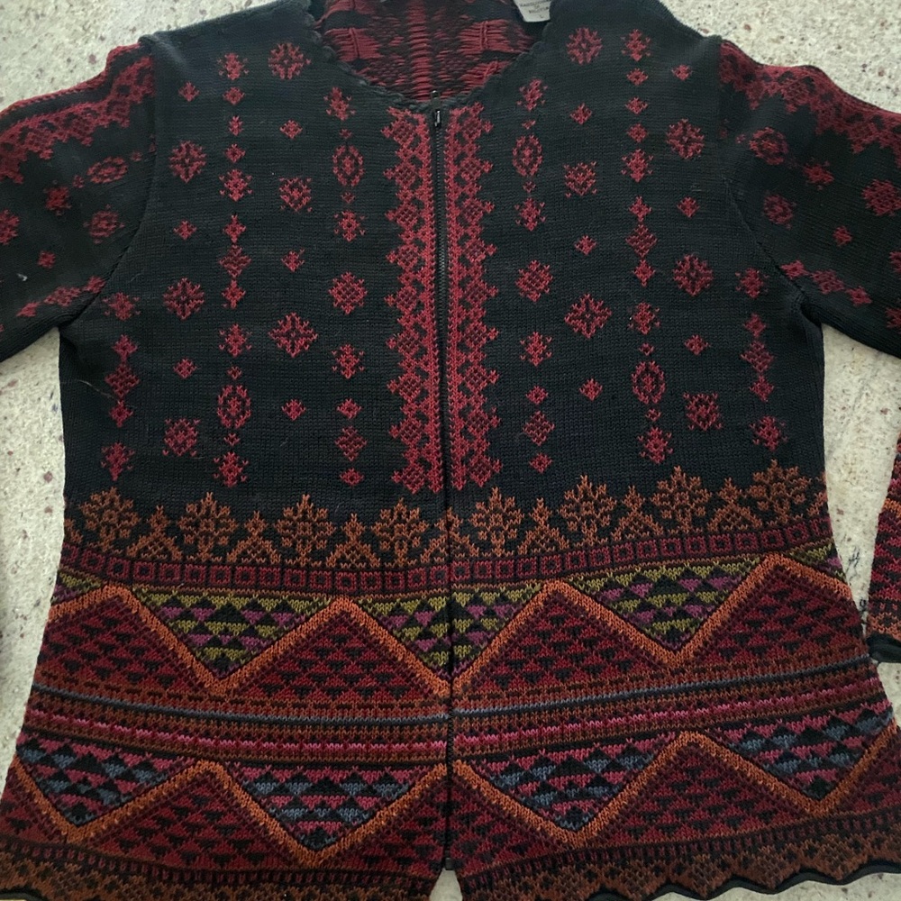 Women's Patterned Zip-Front Blazer Jacket - Black… - image 1